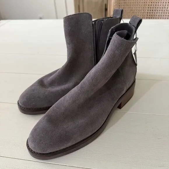 Cole Haan River Waterproof Suede Booties in Gray with Wood Heel 8.5 NWOB - Picture 2 of 11